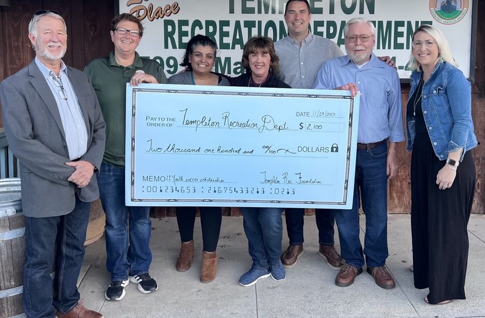Templeton Recreation Foundation supports Templeton Youth Soccer League with $2,100 donation 
