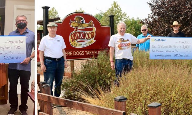 A.M. Sun Solar donates $9,500 to Jack’s Helping Hand and Sherwood Dog Park