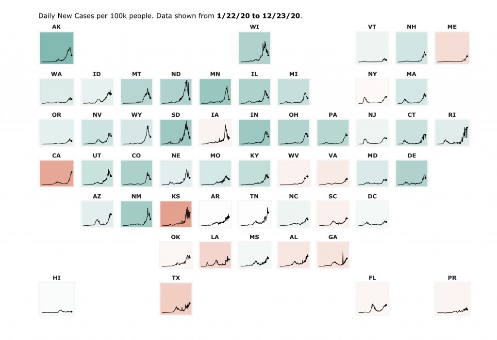 Chart from Johns Hopkins University Covid