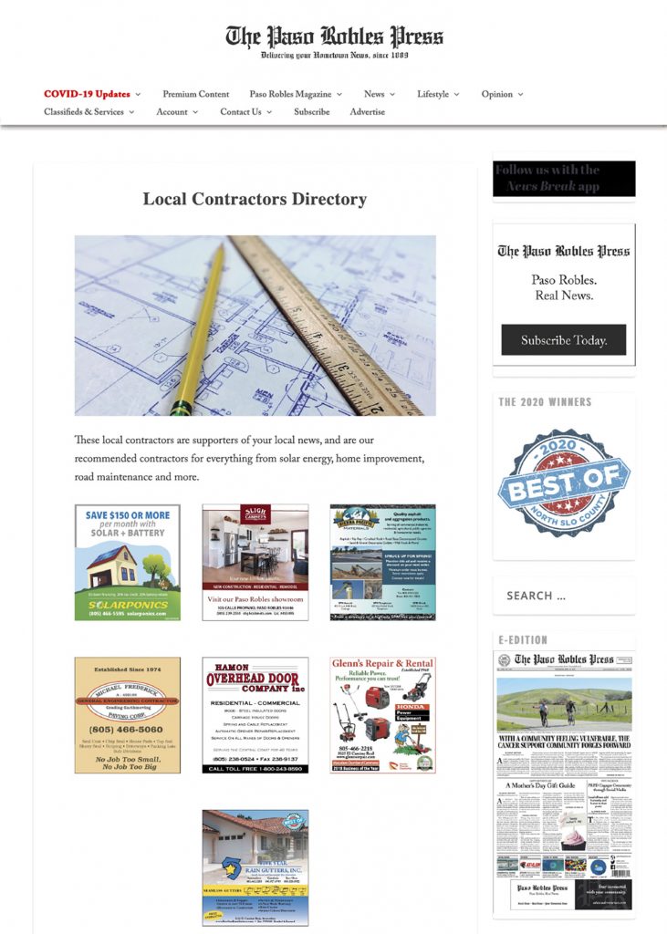 Local Contractors Directory • Paso Robles Press