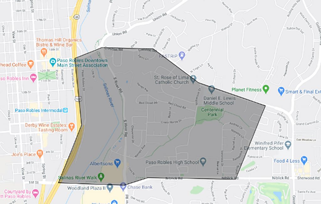 Evacuation map Paso Robles Fire