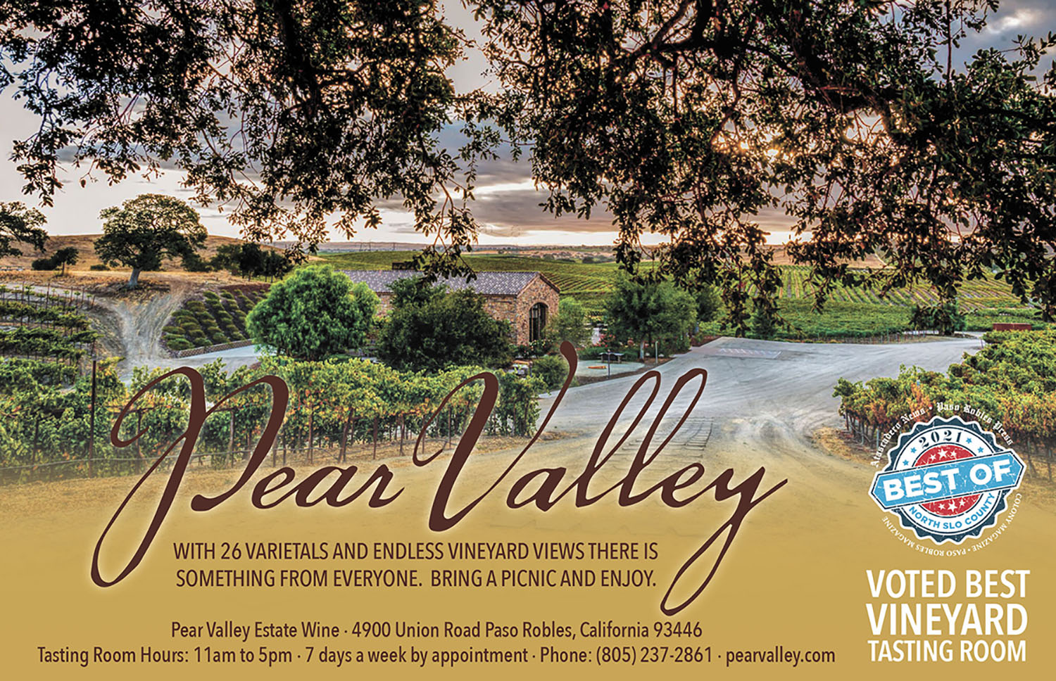 Pear Valley Winery Voted Best of 2021 • Paso Robles Press