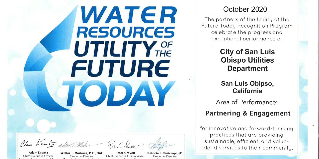 City of San Luis Obispo’s Utilities Department Recognized as ‘Utility of the Future Today’